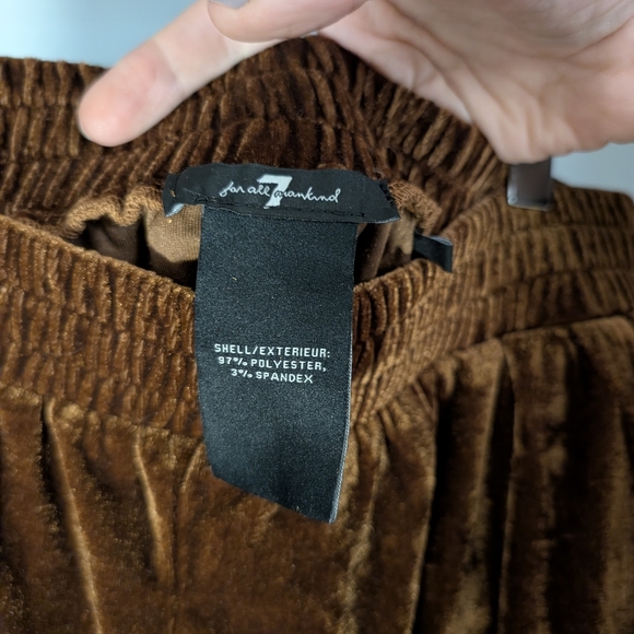 7 For All Mankind Women's Velvet Pants Jogger Style Chocolate Brown Size Small - Picture 3 of 8